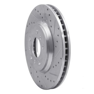 Buick Lucerne Brake Rotor (1) - Front Right - R1 Concepts - Drilled & Slotted - Silver - `06-`16